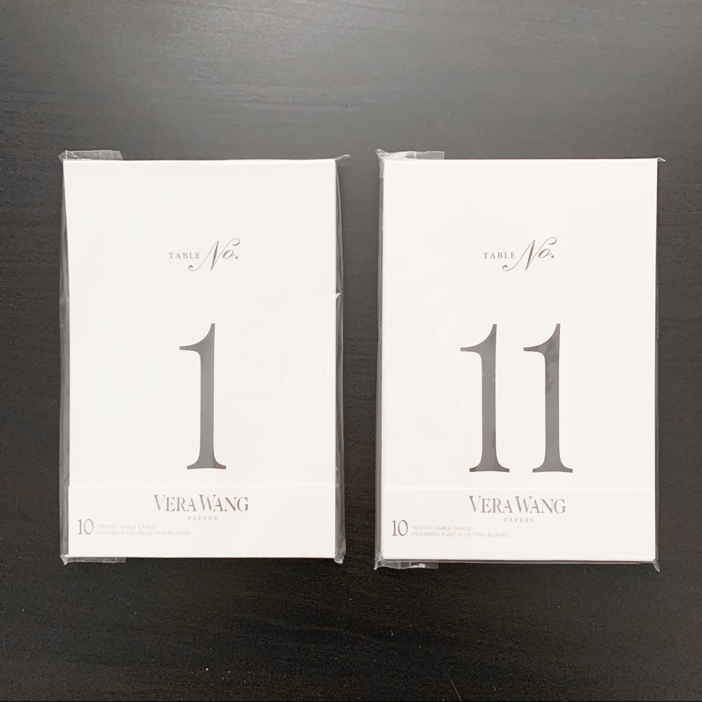 NEW Vera Wang Table Numbers 1 - 20 (plus blanks)
